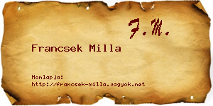 Francsek Milla névjegykártya